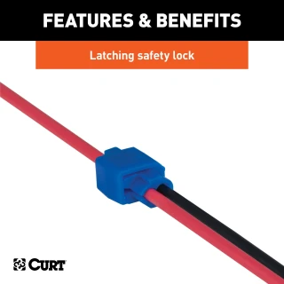 CURT snap locks in packaging for easy trailer wiring splice