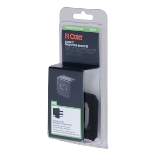 CURT electrical connector bracket securely mounting a 4-way flat socket with a durable black finish