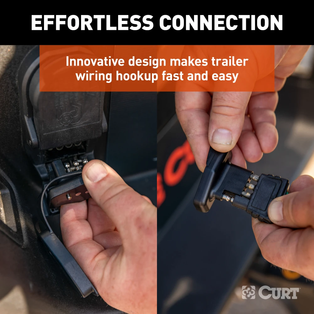 CURT 4-way flat magnetic connector adapter with durable black plastic housing.