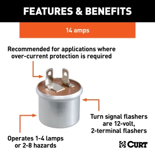 CURT turn signal flasher for safe towing with trailer lights