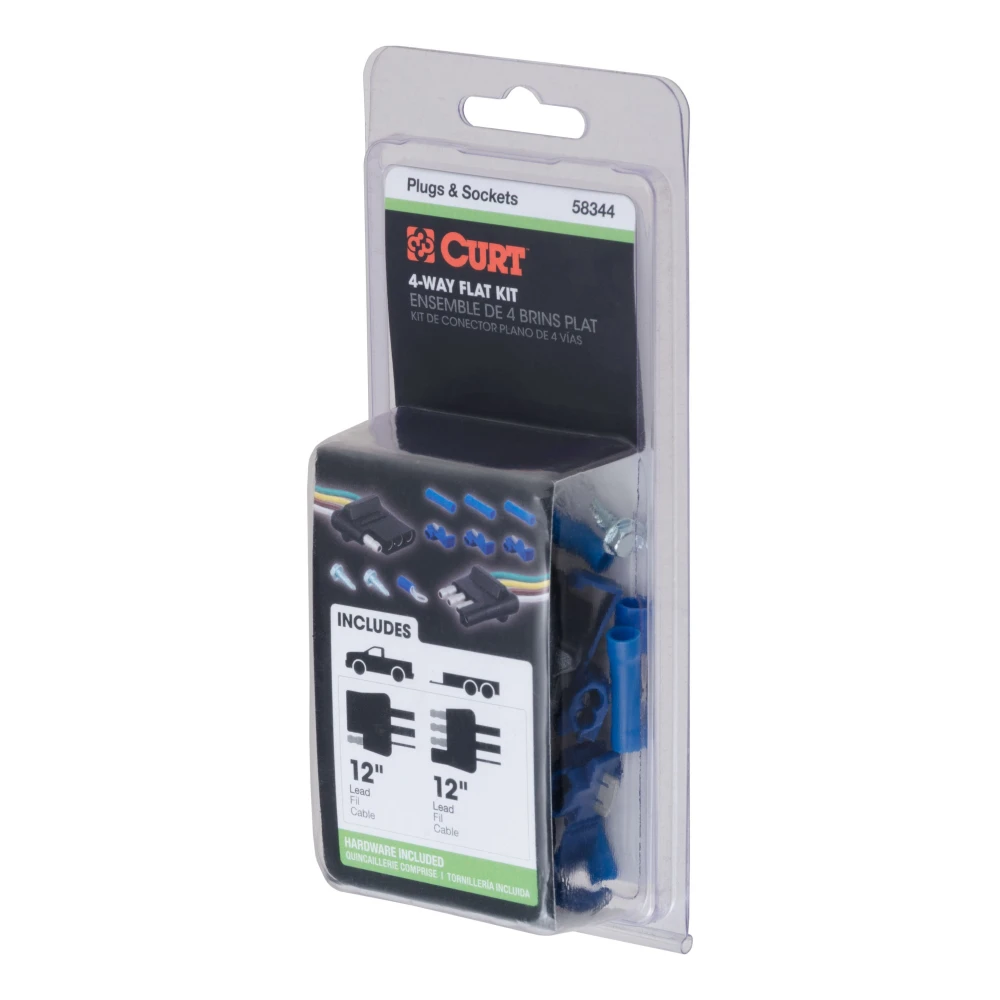 CURT 4-way flat connector kit for trailer and vehicle wiring