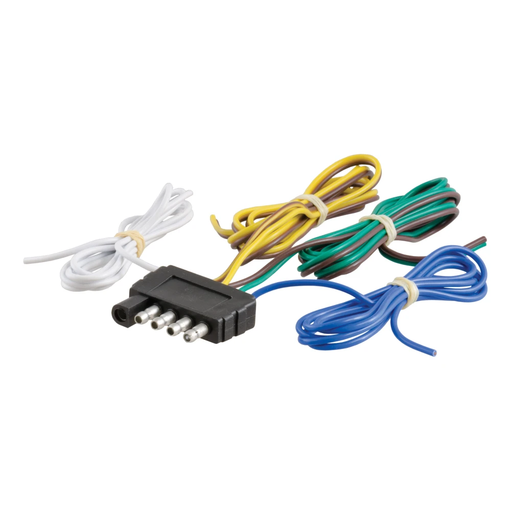 CURT 5-way flat connector with durable rubber design and 48-inch wire for trailer lights and brakes