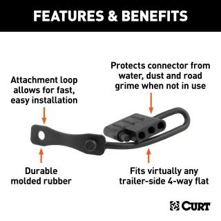 CURT electrical plug cover for 4-way flat connector, durable rubber