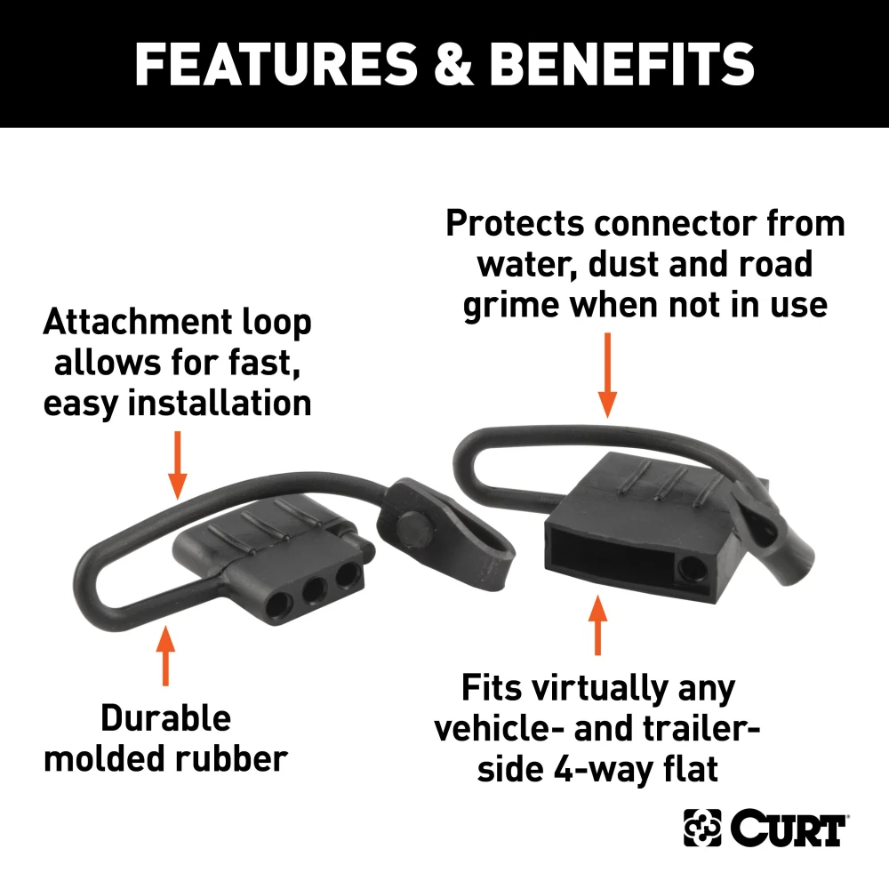 CURT durable rubber connector covers with attachment tabs for trailers