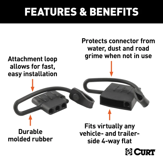 CURT durable rubber connector covers with attachment tabs for trailers