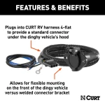 CURT electrical adapter for connecting 4-way flat trailer plug to 6-way round socket