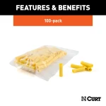 CURT butt connectors with vinyl insulation for easy wire connections on 12-10 gauge wires, pack of 100.
