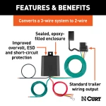 CURT Taillight Converter with durable construction and 4-way flat trailer wiring connector for universal fit vehicles