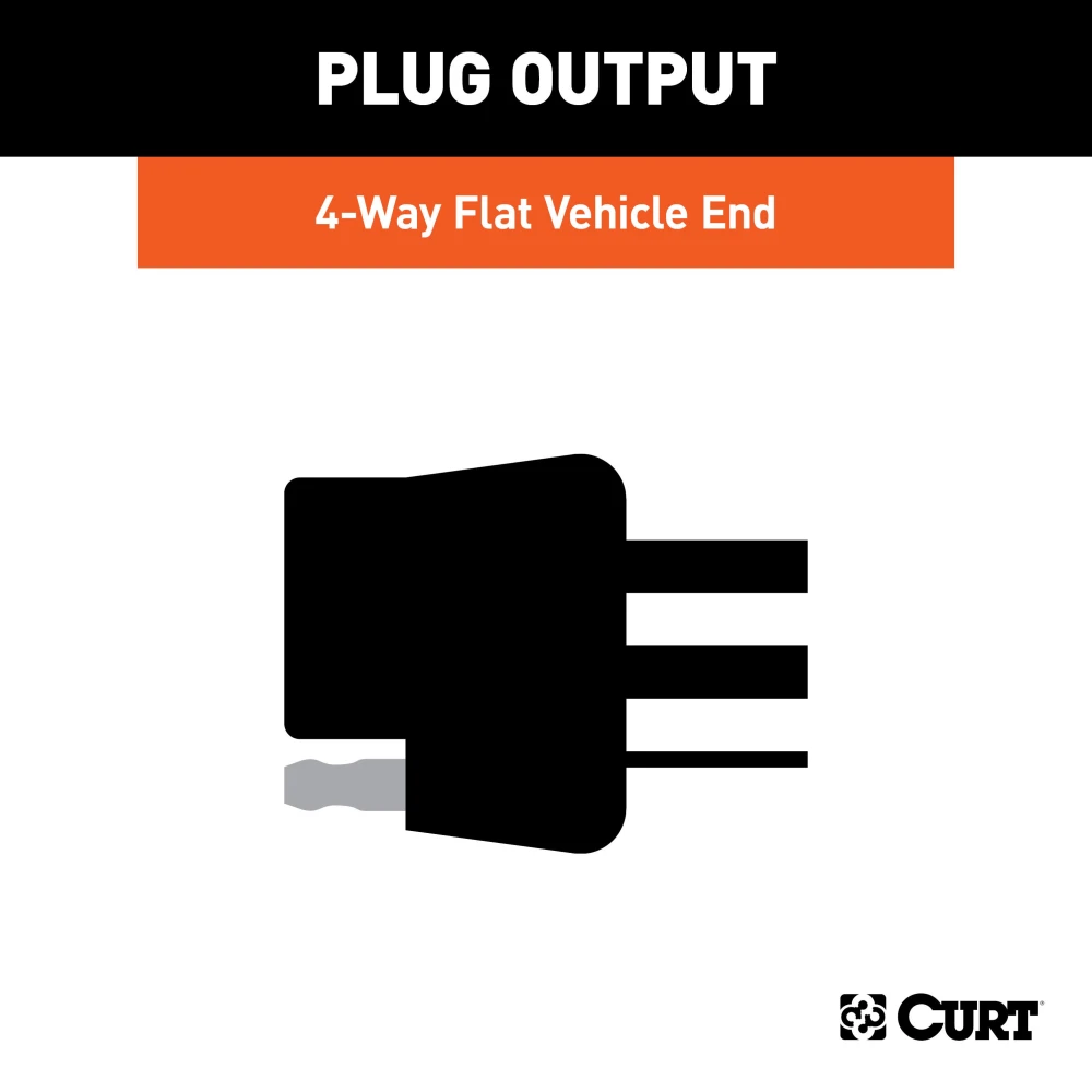CURT Taillight Converter with durable construction and 4-way flat trailer wiring connector for universal fit vehicles