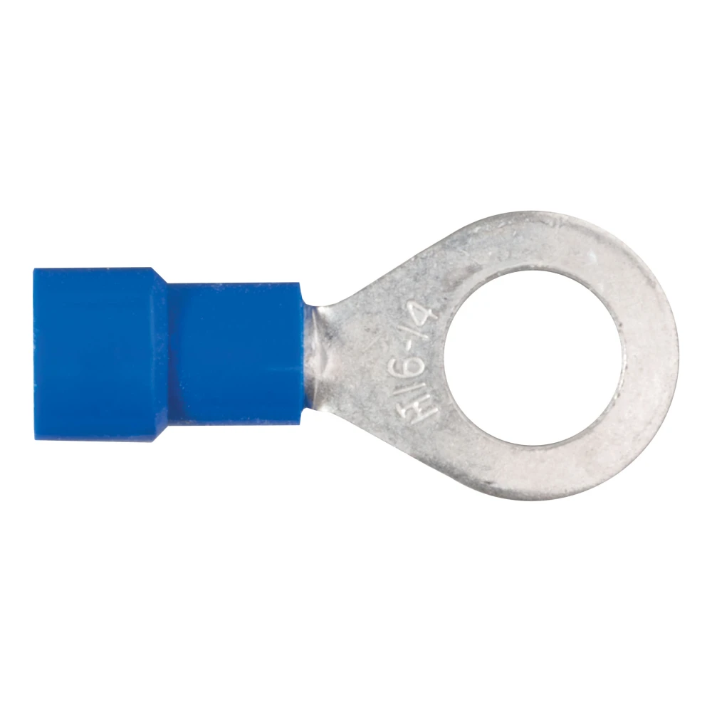 CURT vinyl-insulated ring terminals pack for 16-14 gauge wiring and 1/4 inch stud.