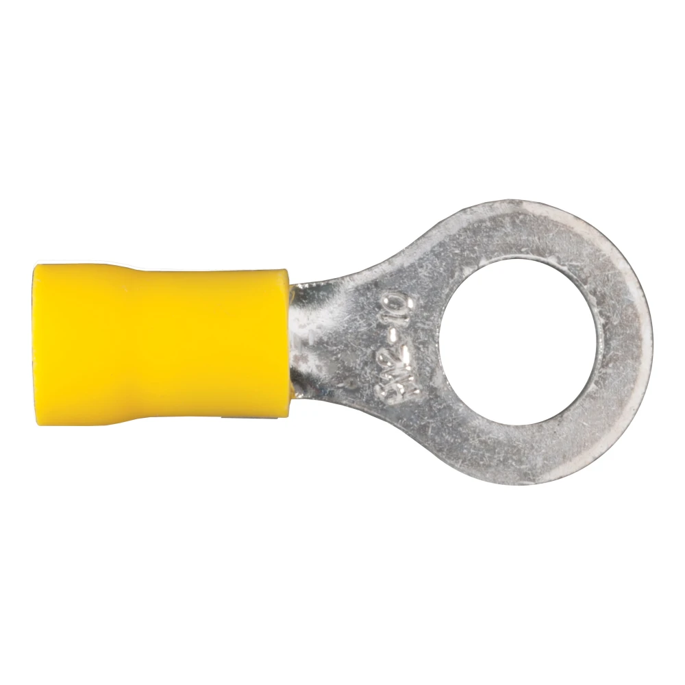 CURT wire terminals with vinyl insulation, color-coded for 12-10 gauge wires, offering secure connections and easy installation.