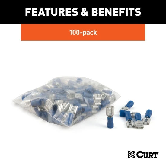 Blue vinyl-insulated CURT quick connectors for 16-14 gauge wires