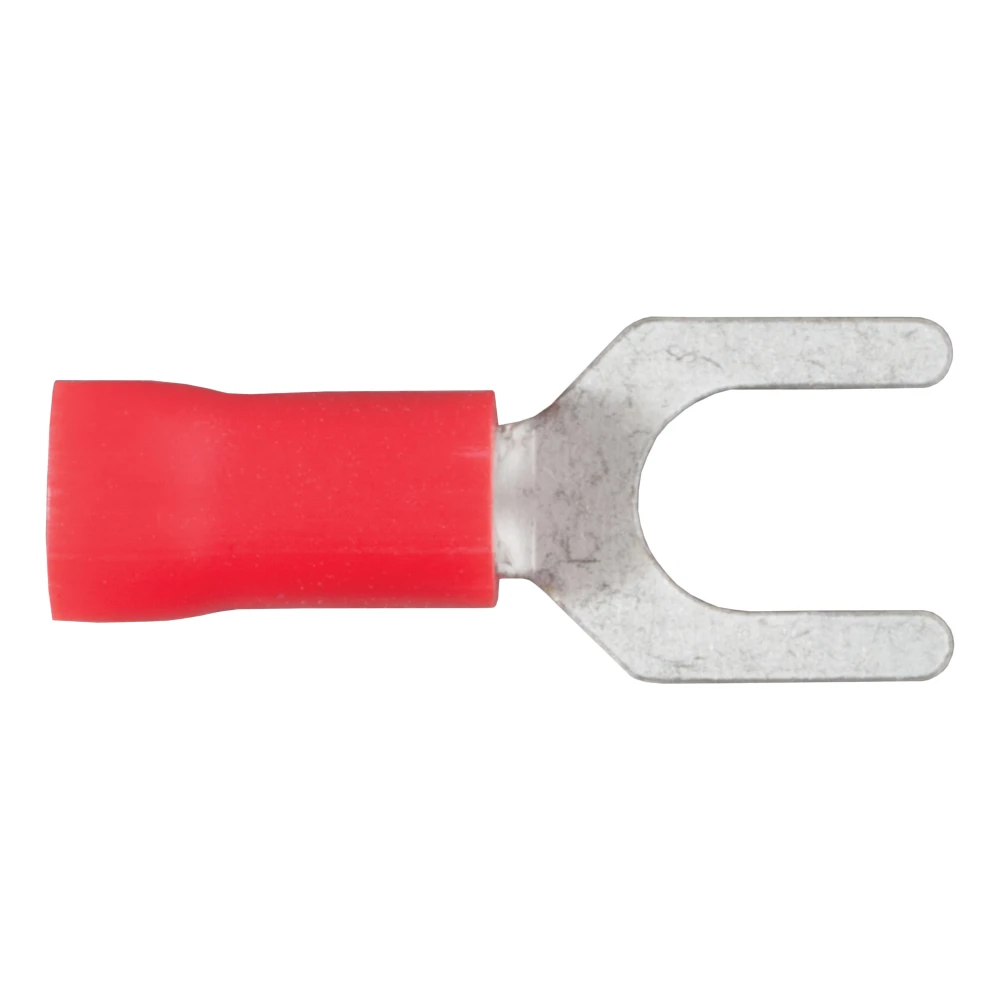 Red CURT spade terminals for 22-18 gauge wires, vinyl-insulated for secure connections