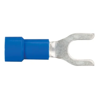 CURT spade terminals, vinyl-insulated, color-coded blue for 16-14 gauge wires, 100-pack