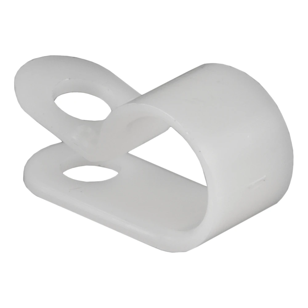 25 CURT white nylon loom clamps for securing trailer wiring and protecting against vibration and damage.