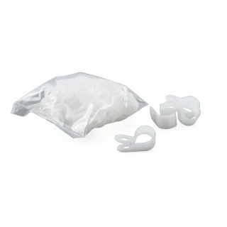 25 CURT white nylon loom clamps for securing trailer wiring and protecting against vibration and damage.