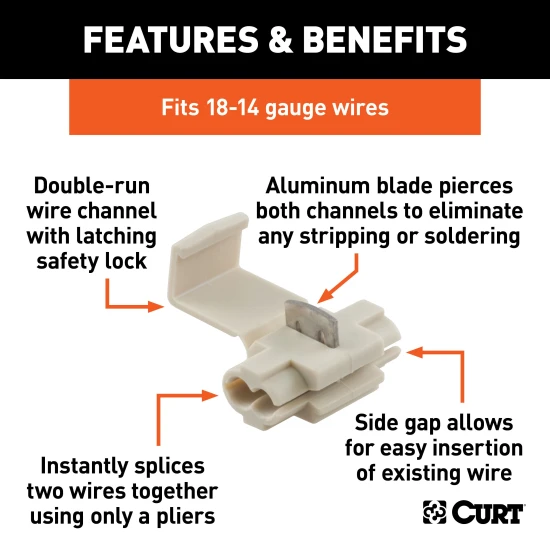 CURT snap locks package for 18-14 gauge trailer wiring connection