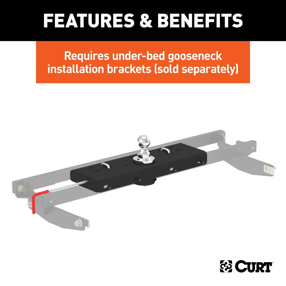 CURT gooseneck hitch with 30,000 LB capacity and double locking pins