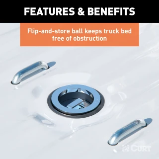 CURT Double Lock gooseneck hitch ball replacement, chrome finish for heavy-duty towing.