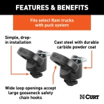 CURT gooseneck safety chain anchors for Ram pickups with puck system.