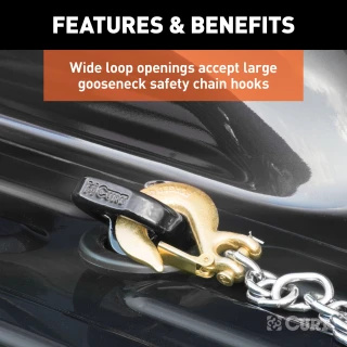 CURT gooseneck safety chain anchors for Ram pickups with puck system.