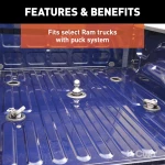 CURT gooseneck safety chain anchors for Ram pickups with puck system.