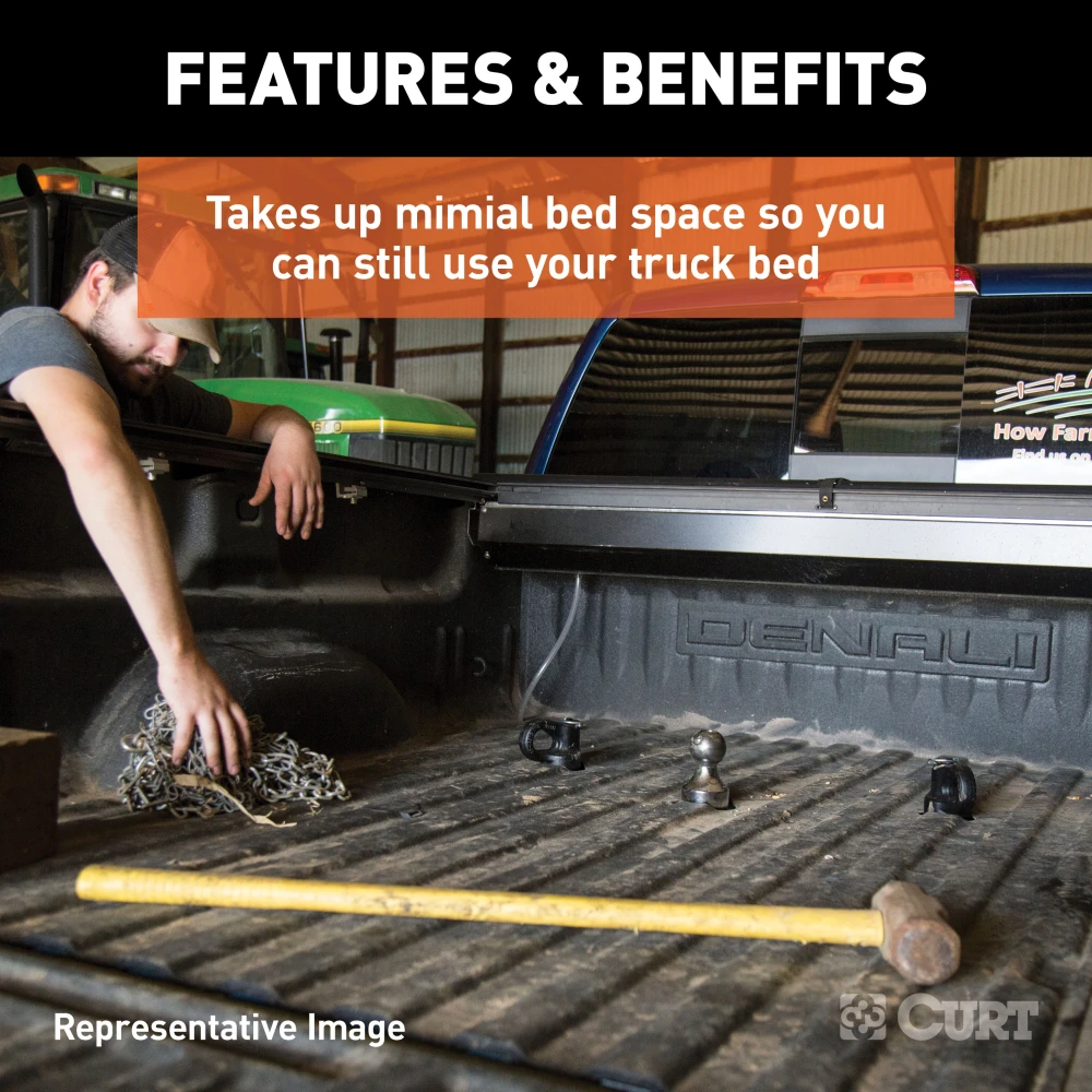 CURT OEM puck gooseneck ball and safety chain kit for Ram trucks, designed for 30K towing.