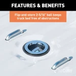 CURT Double Lock EZr gooseneck hitch with flip-and-store ball for 30,000 lbs. towing capacity.