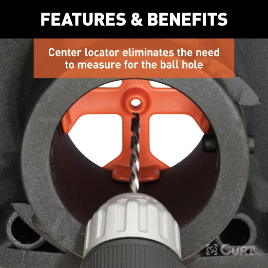 CURT Double Lock EZr gooseneck hitch with flip-and-store ball for 30,000 lbs. towing capacity.
