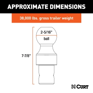 CURT OEM puck system gooseneck ball, compatible with Chevrolet, Ford, GMC, and Ram trucks, rated for 38,000 lbs.