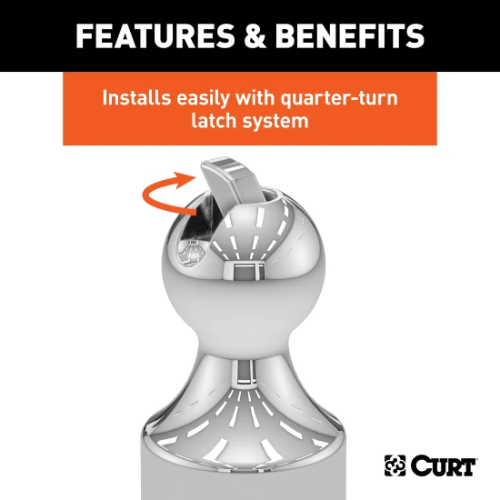 CURT OEM puck system gooseneck ball, compatible with Chevrolet, Ford, GMC, and Ram trucks, rated for 38,000 lbs.