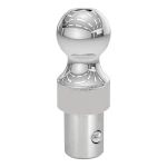 Close-up of CURT OEM puck system gooseneck ball rated at 30,000 lbs, with chrome finish and patented latch installation