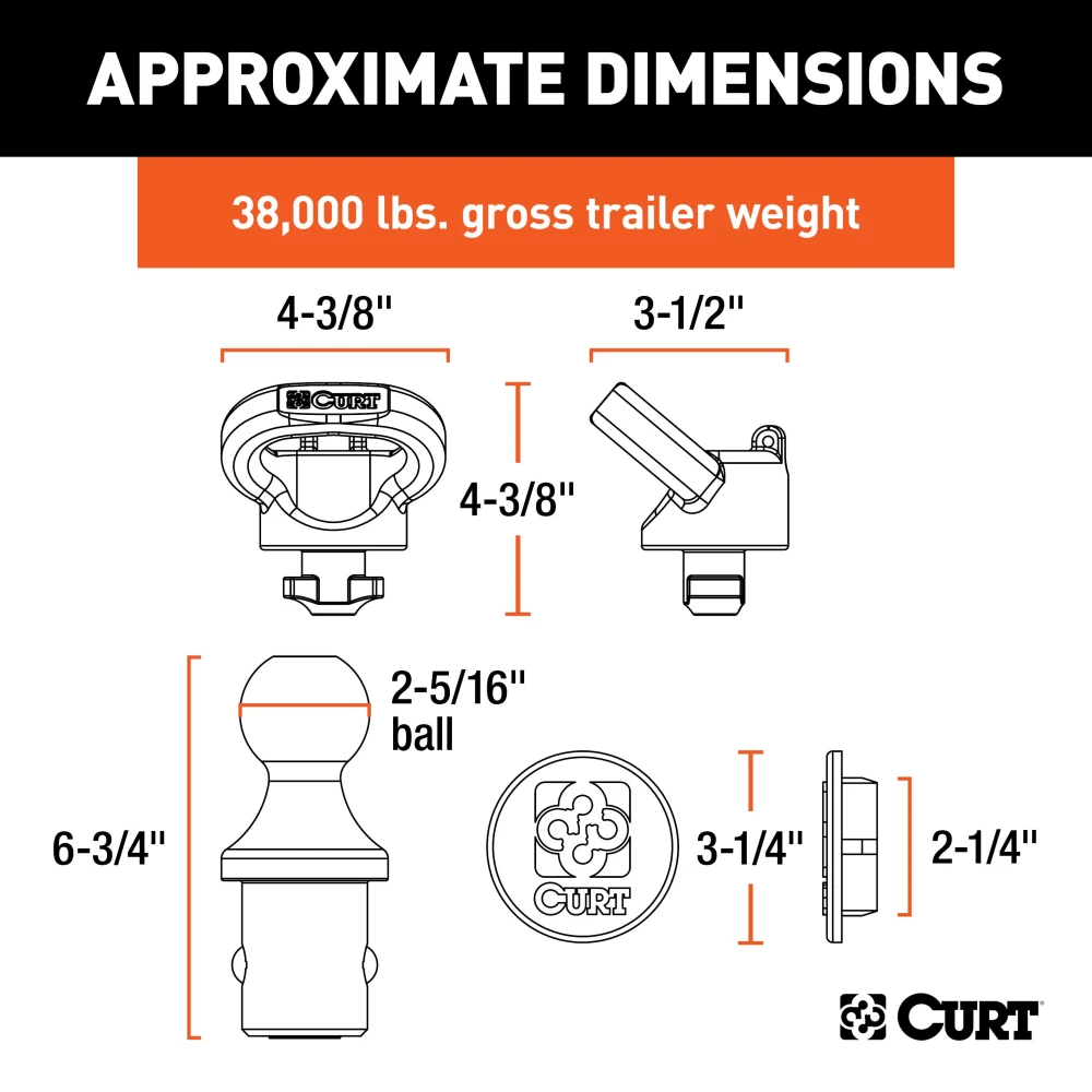 CURT OEM puck system gooseneck ball and safety chain anchor kit for Ram trucks.