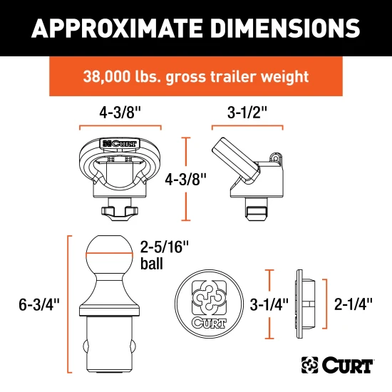 CURT OEM puck system gooseneck ball and safety chain anchor kit for Ram trucks.