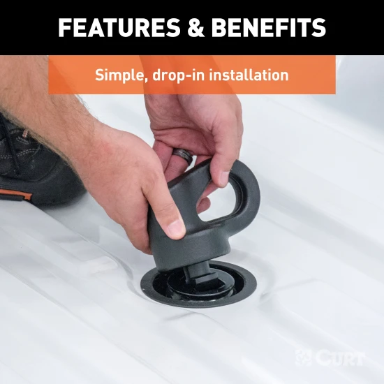 CURT 38K gooseneck ball and safety chain anchors for puck system equipped trucks