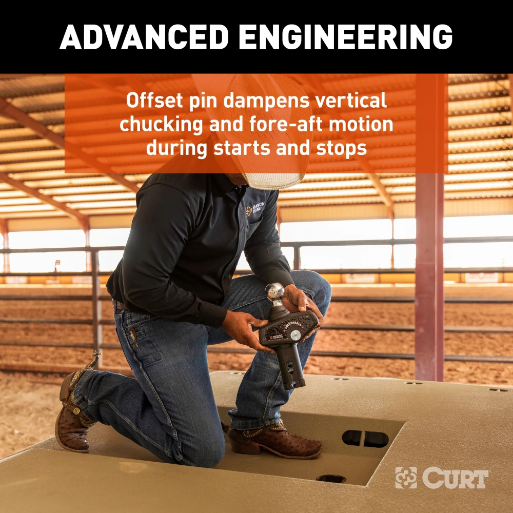 CURT RockerBall hitch ball with ShockDrop technology for smooth towing