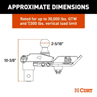 CURT gooseneck ball with 4 inch offset for multi-fit OEM puck system on trucks
