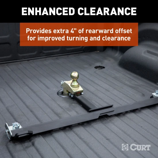 CURT gooseneck ball with 4 inch offset for multi-fit OEM puck system on trucks