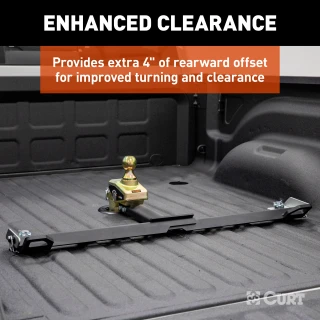 CURT RockerBall multi-fit gooseneck ball with 4-inch offset and ShockDrop technology.