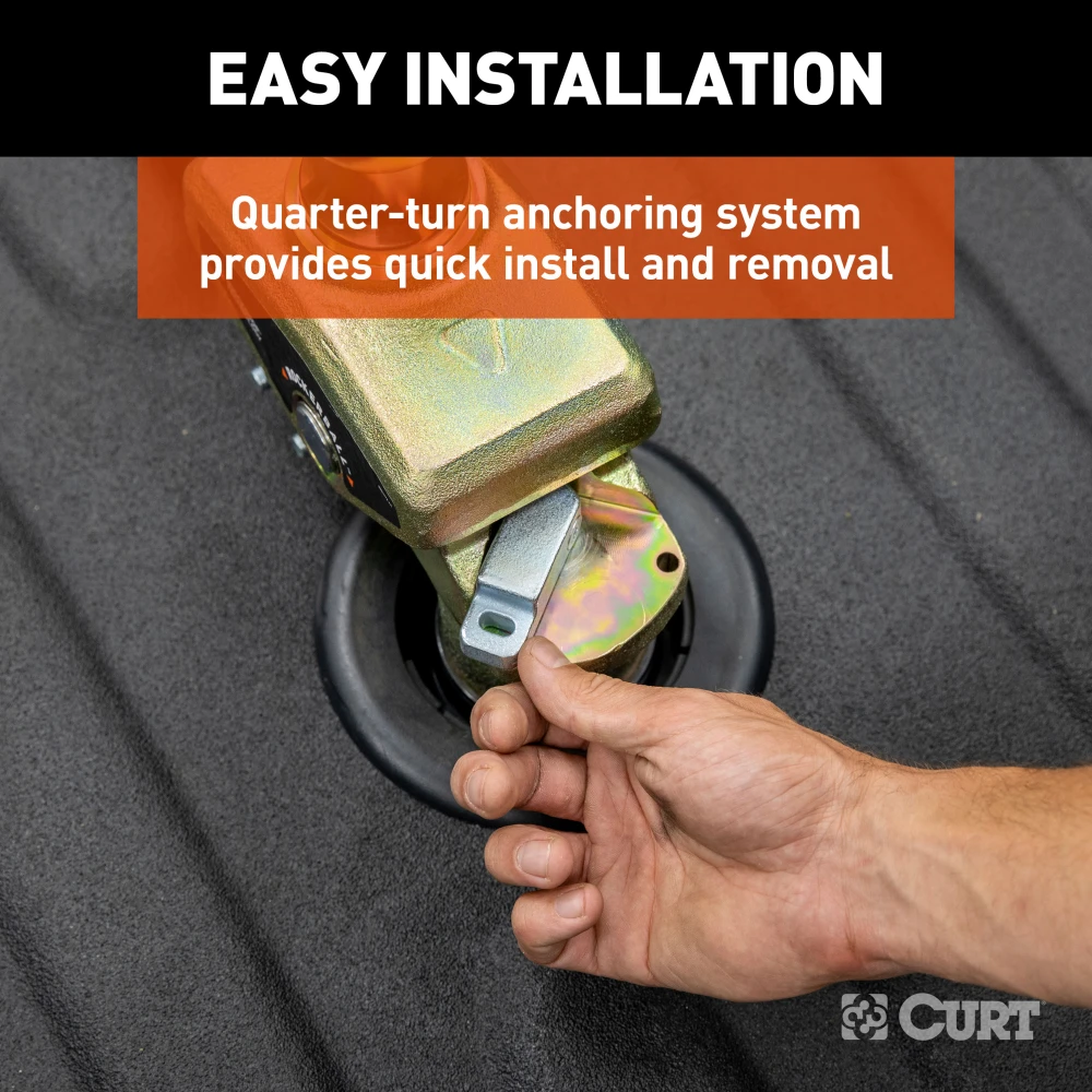 CURT RockerBall multi-fit gooseneck ball with 4-inch offset and ShockDrop technology.