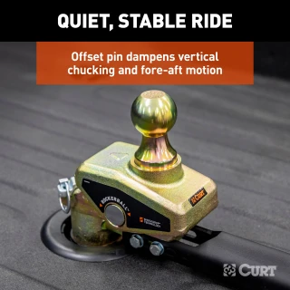 CURT RockerBall multi-fit gooseneck ball with 4-inch offset and ShockDrop technology.