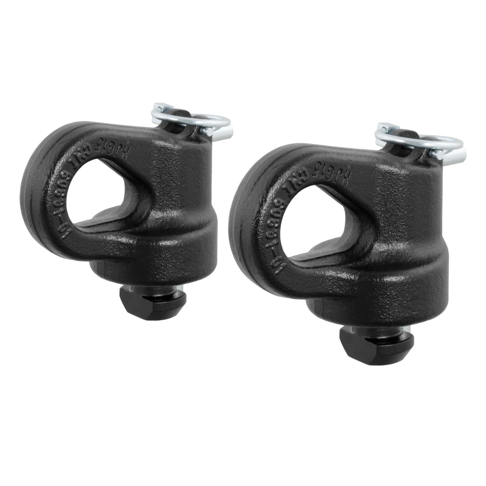 CURT OEM puck system gooseneck safety chain anchors in a truck bed for towing