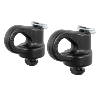 CURT OEM puck system gooseneck safety chain anchors in a truck bed for towing