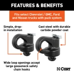 CURT OEM puck system gooseneck safety chain anchors in a truck bed for towing