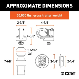 CURT 30K gooseneck puck system kit with ball, anchors, cover, and storage case for select truck models.