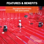 CURT 30K gooseneck puck system kit with ball, anchors, cover, and storage case for select truck models.