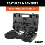 CURT 30K gooseneck puck system kit with ball, anchors, cover, and storage case for select truck models.