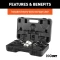 CURT 30K gooseneck puck system kit with ball, anchors, cover, and storage case for select truck models.