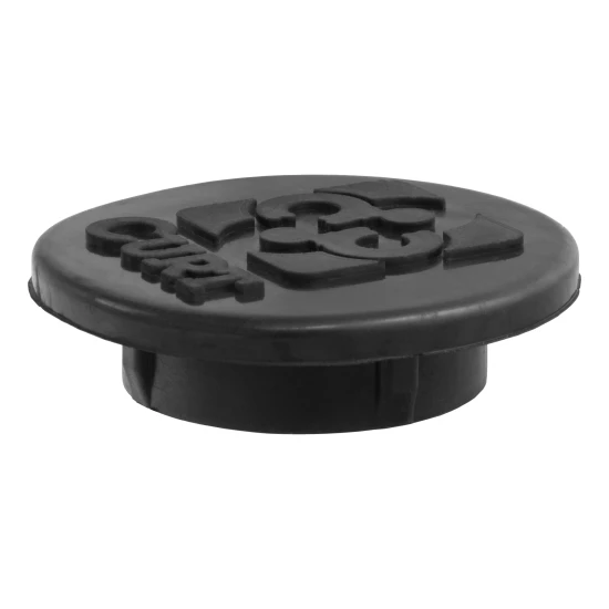 Black rubber gooseneck hitch cap protecting truck bed gooseneck ball