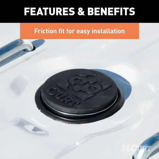 Black rubber gooseneck hitch cap protecting truck bed gooseneck ball